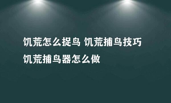 饥荒怎么捉鸟 饥荒捕鸟技巧 饥荒捕鸟器怎么做