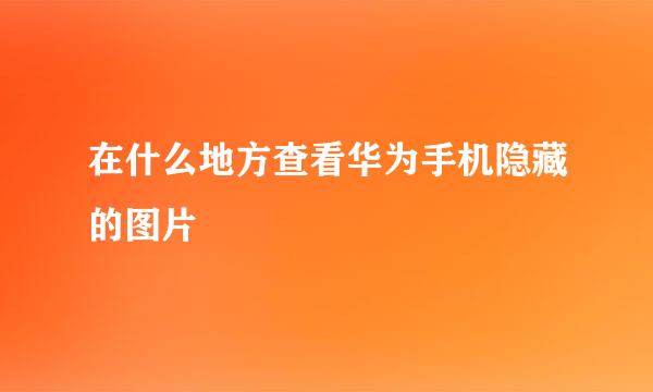 在什么地方查看华为手机隐藏的图片