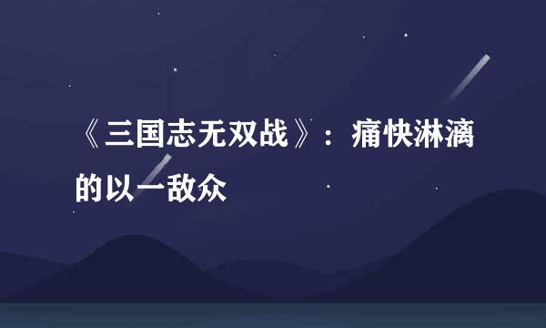 《三国志无双战》：痛快淋漓的以一敌众