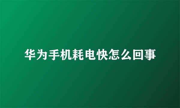 华为手机耗电快怎么回事