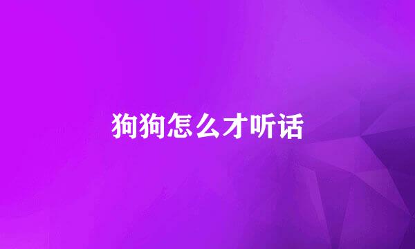 狗狗怎么才听话