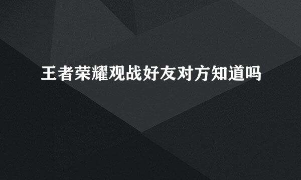 王者荣耀观战好友对方知道吗