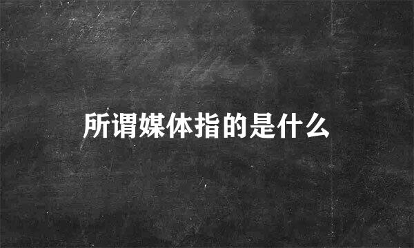 所谓媒体指的是什么