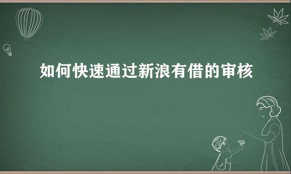 如何快速通过新浪有借的审核