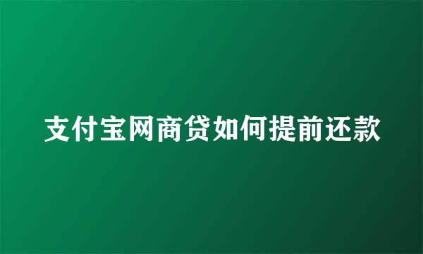 支付宝网商贷如何提前还款