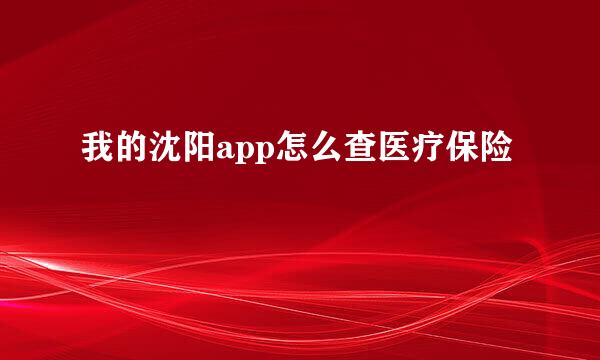我的沈阳app怎么查医疗保险