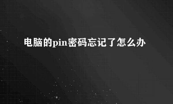 电脑的pin密码忘记了怎么办