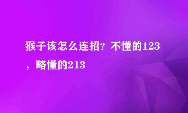 猴子该怎么连招？不懂的123，略懂的213