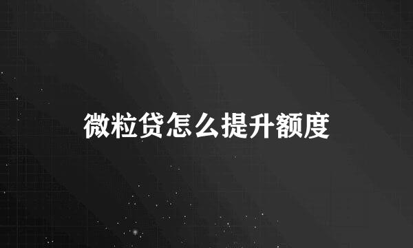 微粒贷怎么提升额度