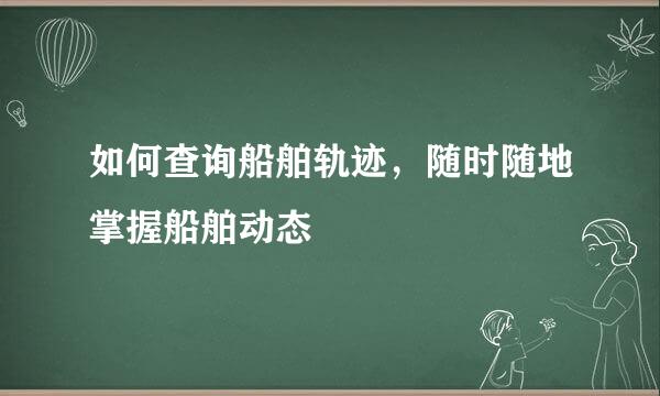 如何查询船舶轨迹，随时随地掌握船舶动态