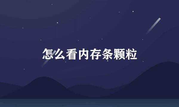 怎么看内存条颗粒