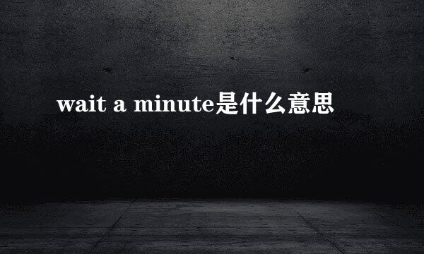 wait a minute是什么意思