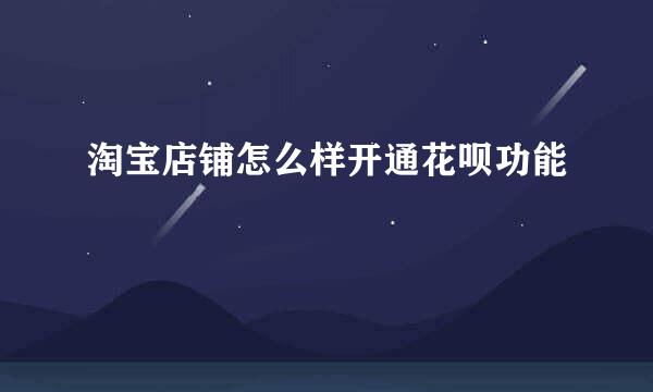 淘宝店铺怎么样开通花呗功能