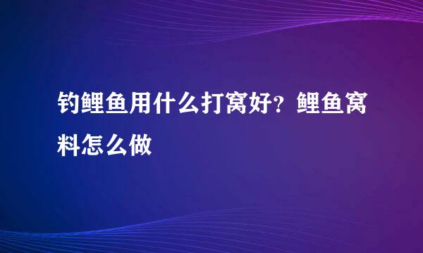 钓鲤鱼用什么打窝好？鲤鱼窝料怎么做