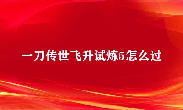 一刀传世飞升试炼5怎么过
