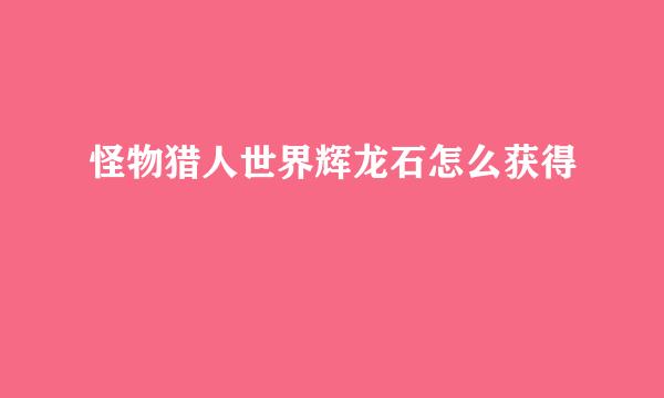 怪物猎人世界辉龙石怎么获得