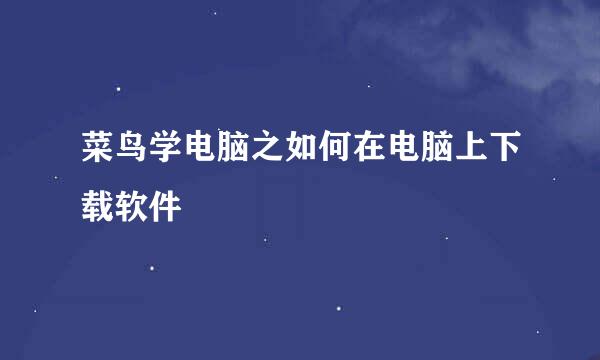 菜鸟学电脑之如何在电脑上下载软件
