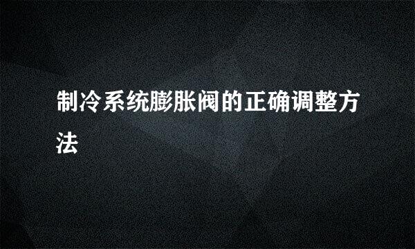 制冷系统膨胀阀的正确调整方法