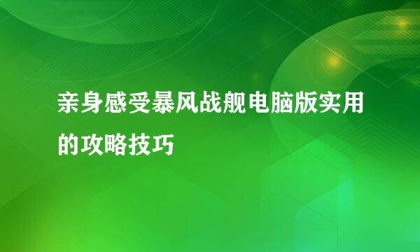 亲身感受暴风战舰电脑版实用的攻略技巧