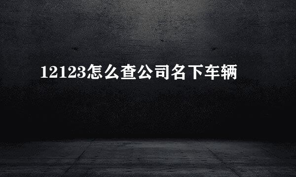 12123怎么查公司名下车辆