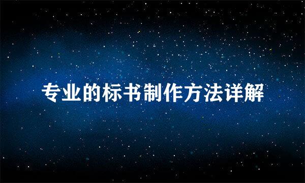 专业的标书制作方法详解
