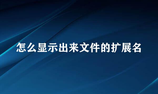 怎么显示出来文件的扩展名