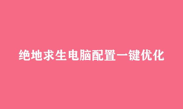 绝地求生电脑配置一键优化