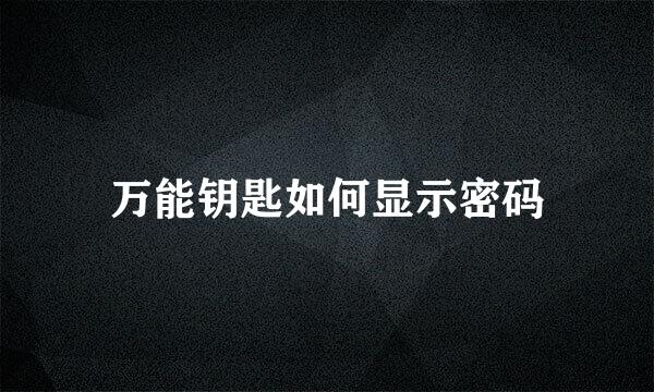 万能钥匙如何显示密码