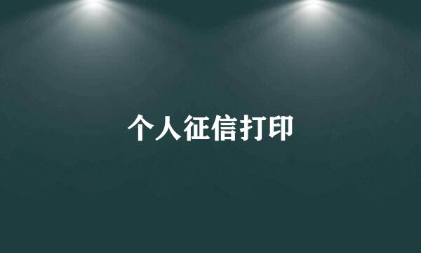 个人征信打印