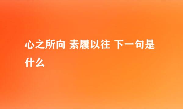 心之所向 素履以往 下一句是什么