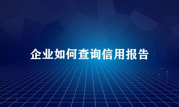 企业如何查询信用报告