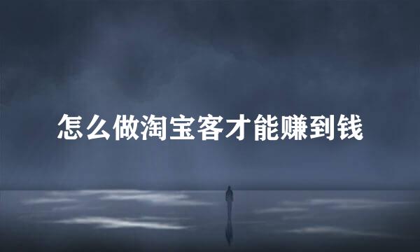怎么做淘宝客才能赚到钱