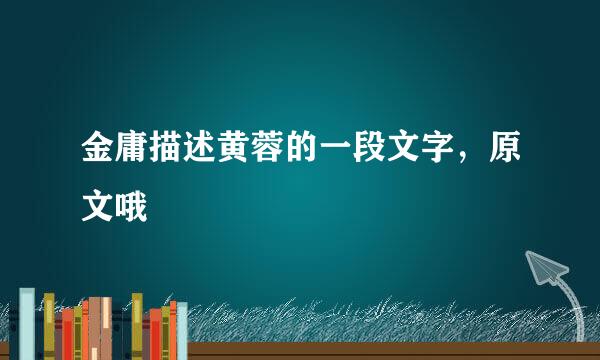 金庸描述黄蓉的一段文字，原文哦