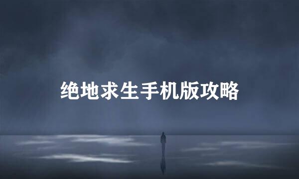绝地求生手机版攻略