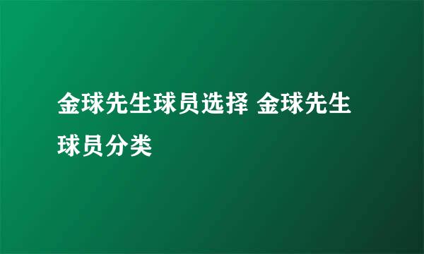 金球先生球员选择 金球先生球员分类