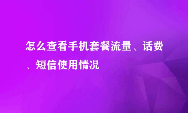 怎么查看手机套餐流量、话费、短信使用情况