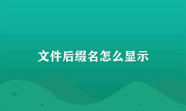 文件后缀名怎么显示