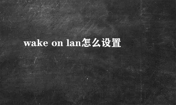 wake on lan怎么设置