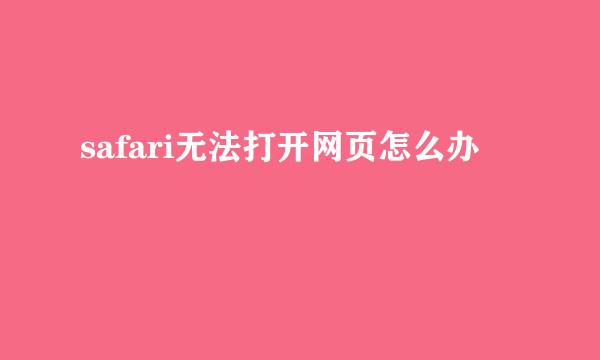 safari无法打开网页怎么办