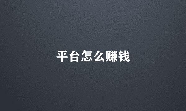平台怎么赚钱