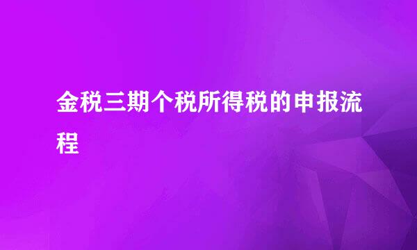 金税三期个税所得税的申报流程