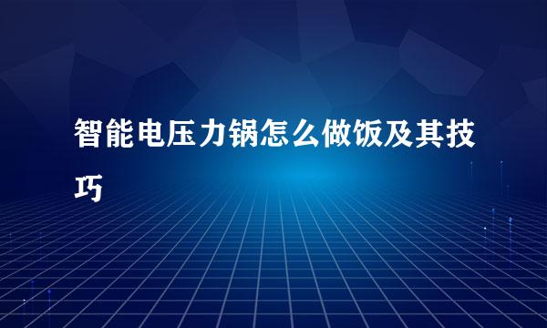 智能电压力锅怎么做饭及其技巧