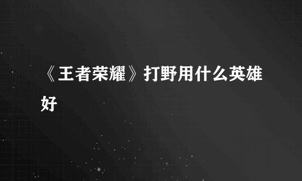 《王者荣耀》打野用什么英雄好