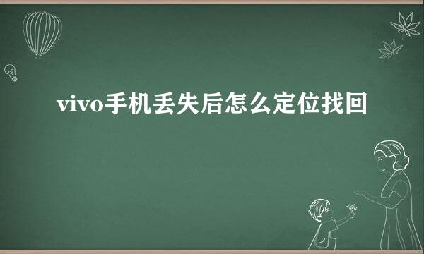 vivo手机丢失后怎么定位找回