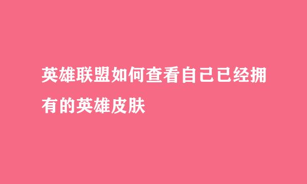 英雄联盟如何查看自己已经拥有的英雄皮肤
