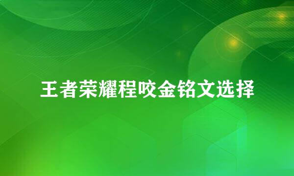 王者荣耀程咬金铭文选择