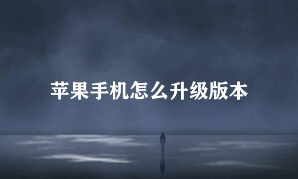 苹果手机怎么升级版本