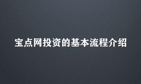 宝点网投资的基本流程介绍