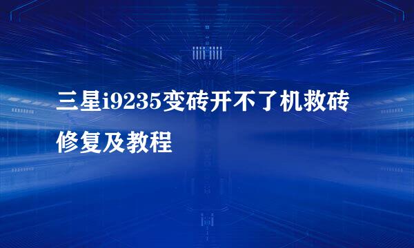 三星i9235变砖开不了机救砖修复及教程