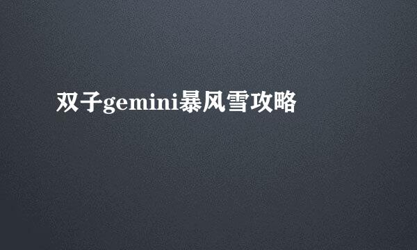 双子gemini暴风雪攻略